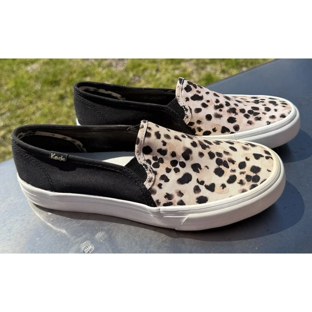 Keds Double Decker Leopard/Jaguar Print‎ W7 Canvas Slip-on